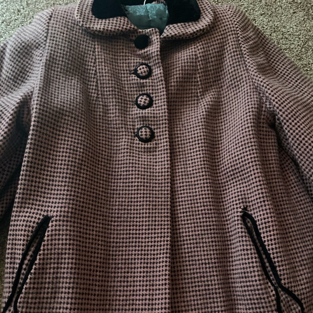 Pink and black checked retro jacket with velvet